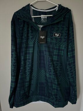 Waggle Hooded Pullover - Dark Green & Navy Plaid